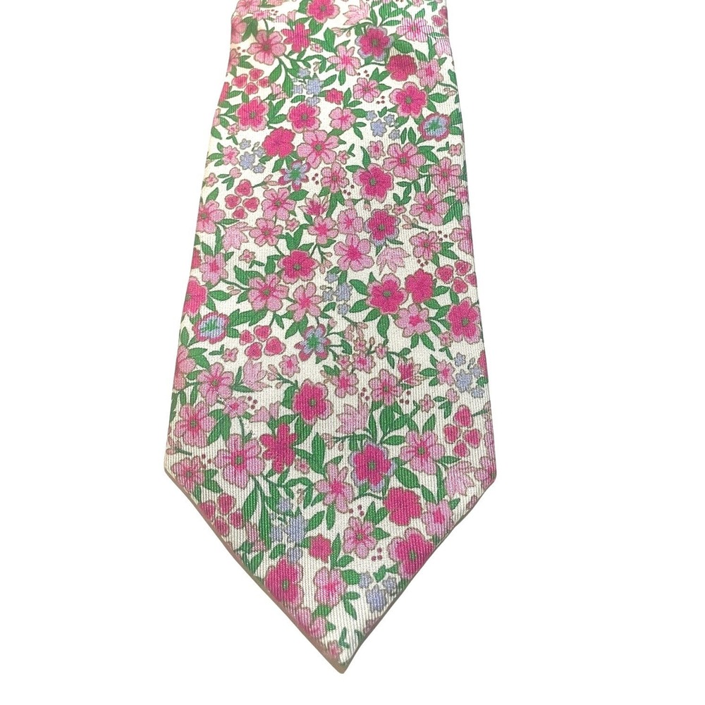 Class Club Zipper Tie Boys Pink Green Floral Silk Adjustable Necktie Dapper